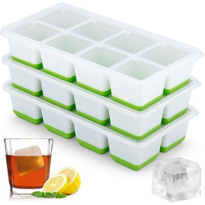 Sinnsally Silikon Eiswürfelschalen, 3er Pack groß 21 cm x 11 x 8 cm, grün 