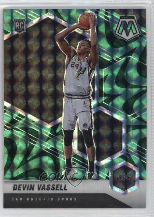2020-21 Panini Mosaic Reactive Green Prizm Devin Vassell #221 Rookie RC 11r1