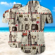London Pattern Hawaiian Shirt Unisex Full Size Adult Colorful HW269