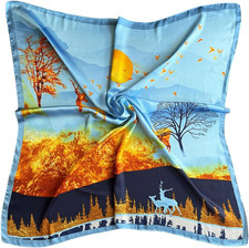 Silk Like Head Scarf for Women - Satin Large Hair Scarves - 35" Square Silk Hair