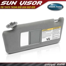 Gray Left Driver Side Sun Visor w/ Extender & Mirror for Toyota Tacoma 2005-2015