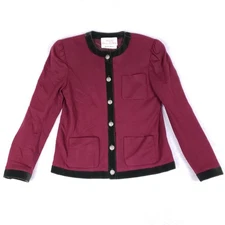 Vintage Miss O by Oscar de la Renta Blazer 8 Burgundy Velvet Trim Quiet Luxury