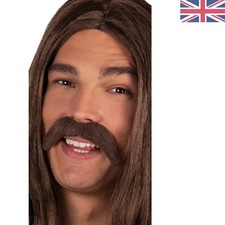 Brown Hippie Moustache - Self-Adhesive Costume Accessory for Ultimate 60s Look