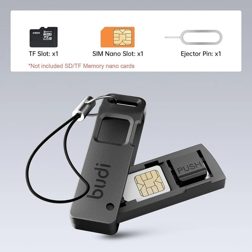 6 in 1 USB Lighting Type-C Memory Card Reader + Anti-Lost Sim Card Tray Storage - Image 2 of 4