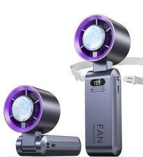 Handheld Portable Turbo Fan with Ice Cooler, Speed 1-199 Rechargeable Perso...