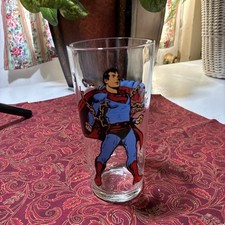 Superman Drinking Glass Vintage 1975 Pepsi Collector Series DC Comics Bar Ware