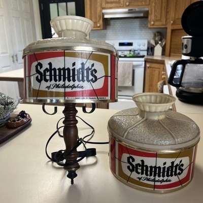 Vintage Schmidts Beer Lighted Wall Sconce Sign Lamp and extra shade 