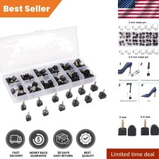 High Heel Replacement Caps, 24 Pairs U-Shaped Tips in 6 Sizes - Elegant Black