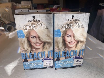 LOT OF 2 Got2b Bleach It Kit Permanent Hair Color 001A Ultra Icy Platinum Blonde