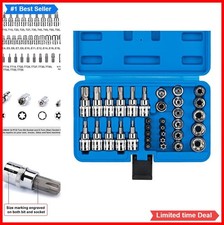 34 Piece Torx Bit And E-torx Socket Set 38 Inch Drive S2 And Cr-v Steel E4-e20