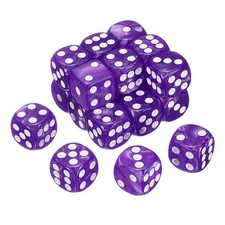 20Pcs 6 Sided Colored Standard Dice, Acrylic D6 Pearl Pattern Dice, Purple