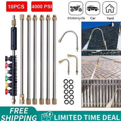 #ad 4000PSI High Pressure Washer Extension Wand Set Telescopic Lance w Spray Nozzle $31.34