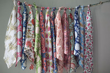 Set of 12 Boho Cotton Assorted Cloth Napkins Hand Block Floral Reusable Table
