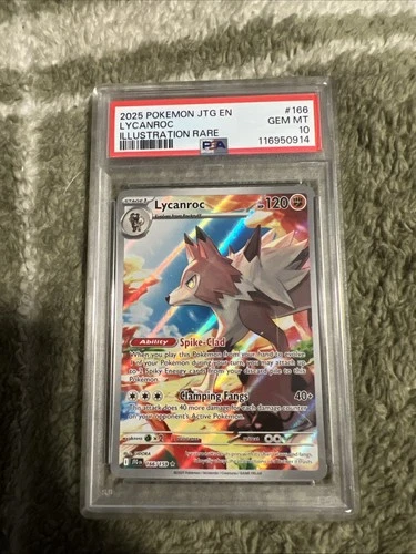 Pokemon 2025 Lycanroc Illustration Rare Card PSA 10 Journey Together 166/159