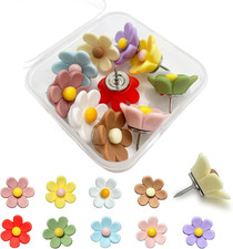 Flower Push Pins - 10 Pcs Cute Decorative Colorful Floral Thumb Tacks for Cork B