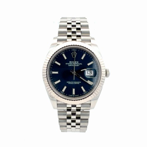 Rolex Datejust 41  Ref 126334 Blue Stick Dial Jubilee Bracelet 2022 Fluted Bezel