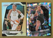 (2) A'JA WILSON PRIZM INSERTS. 2024 PANINI SILVER #86. 2025 PRIZM ICED #76 WNBA