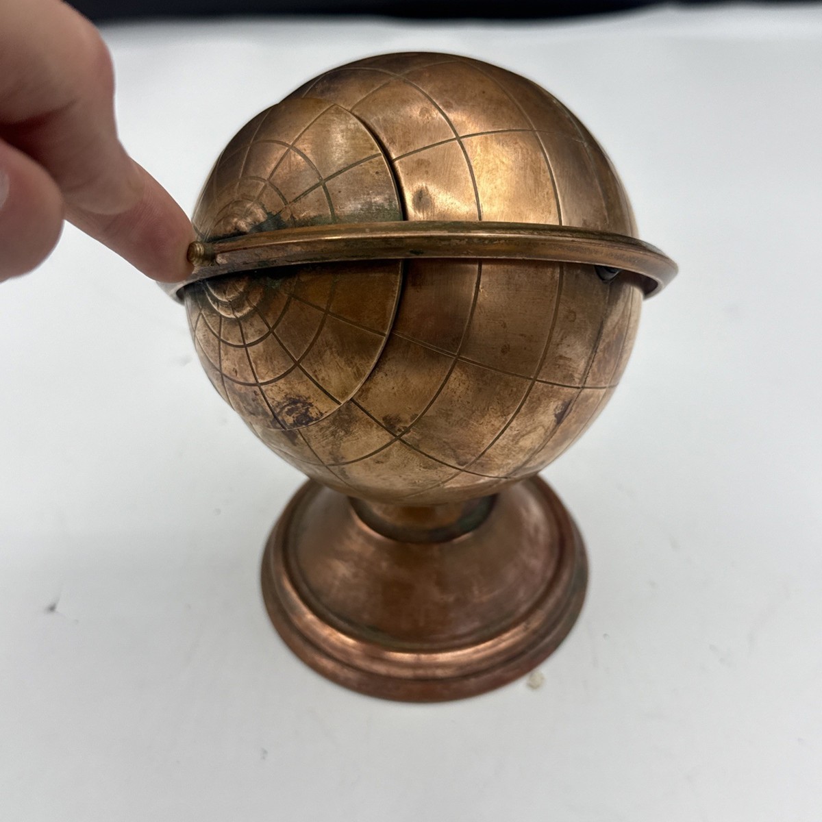 brass globe cigarette holder Vintage Mid Century Brass Globe Cigarette Art Deco Desktop Holder Or  Ashtray