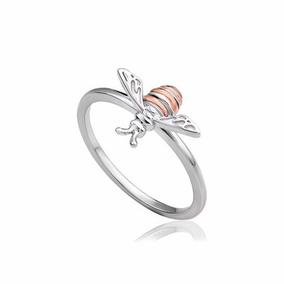 Clogau Ring walisisch Silber & 9 kt Rotgold Honigbiene Größe O New Wales Sterlingsilber 925