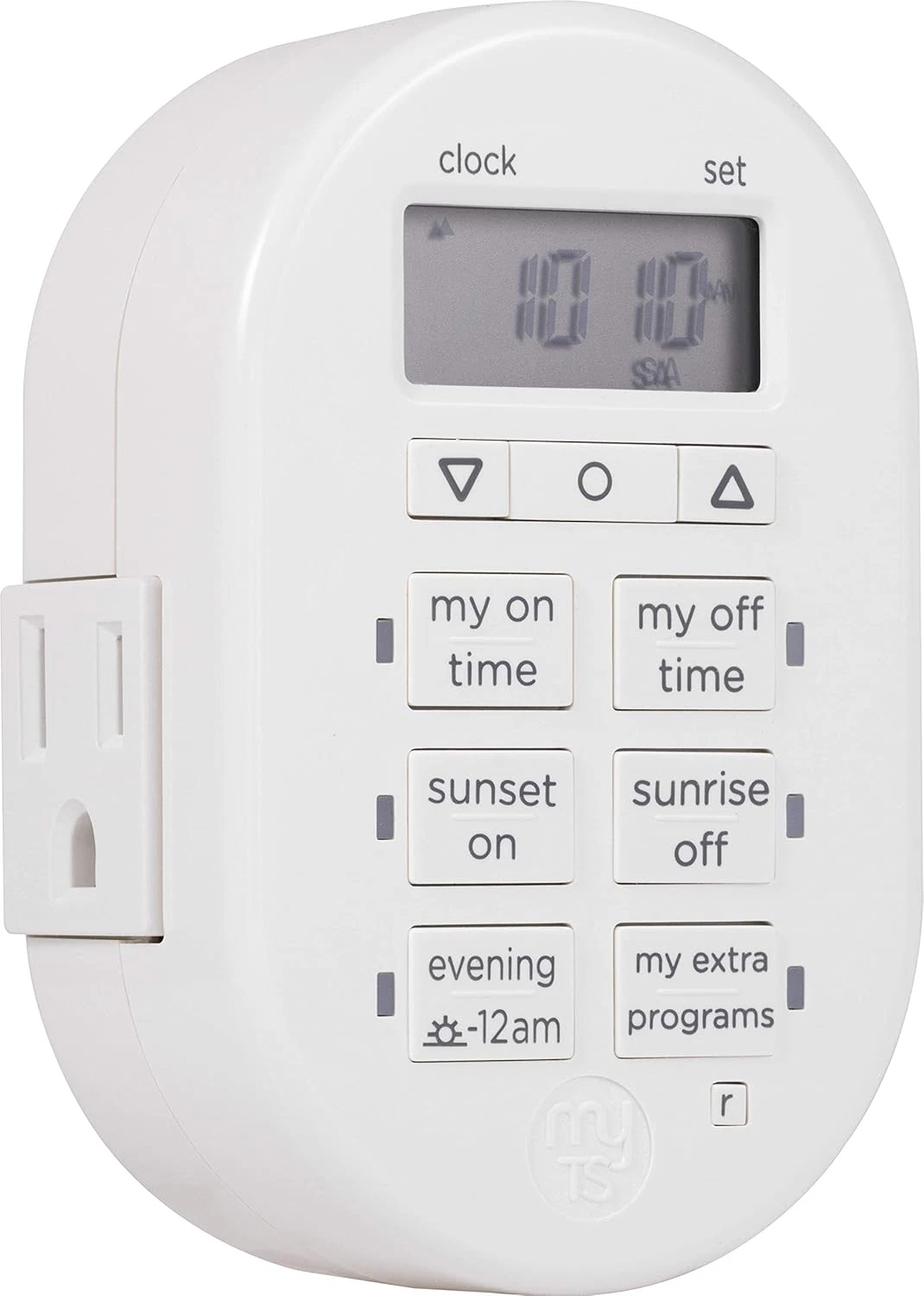 Simple Set 7-Day Digital Timer, 2 Grounded Outlet Timer, Sunrise-Sunset Indoor T