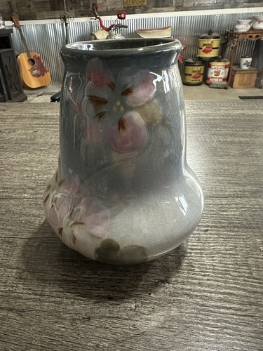 ANTIQUE 7” WELLER ART POTTERY HIGH GLOSS FLORAL ETNA PATTERN - Picture 1 of 8