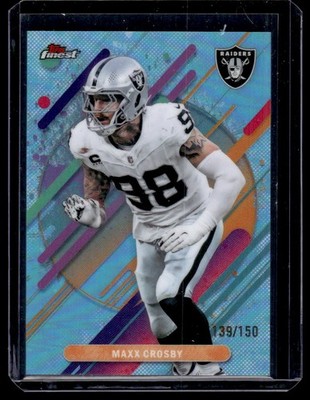 2025 Finest Sky-Blue Refractor Rare Maxx Crosby 139/150 Las Vegas Raiders #282