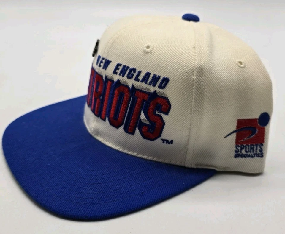 De colección 1990 NFL Pro Line New England Patriots Spellout Big Logo Snapback Sombrero Foto 3 de 4