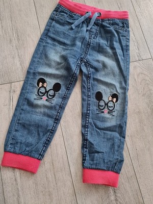 Jeanshose mit Mäuschen am Knie ~ blau Gr. 98