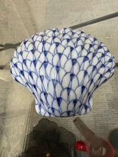 Andrea by Sadek Hand Painted Fish Net Design Blue & White Clam Shell Decor