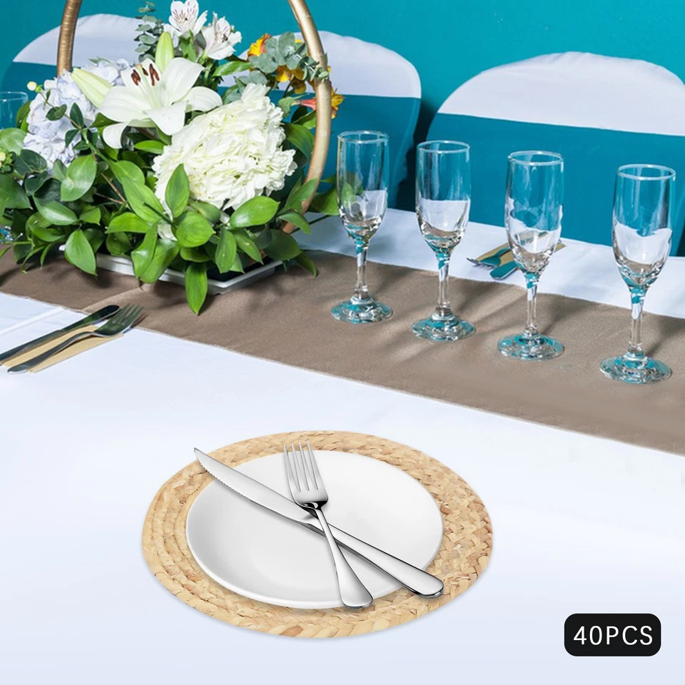 40 Stück Tischsets, Gewebte Wasserhyazinthe Tischsets, Restaurant Runde Tischsets