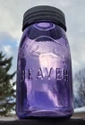 Antique quart size BEAVER deep purple fruit canning jar