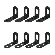 Black Slotted L-Brackets 8 PCS 0.71x2.01 inch Adjustable Metal Corner Brace