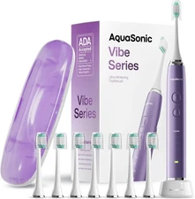 AquaSonic Ultra Whitening Electric Toothbrush Vibe Series Satin Violet Purple