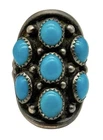 Vintage Navajo Sterling Silver Blue Turquoise Cluster Ring Size 8.25