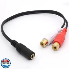 BSHTU 3.5mm Female to Dual RCA Phono Stereo Splitter Cable 3.5 Jack Socket to