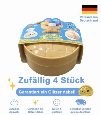 4 Stück Dumpling Squishy Toy Rare Glitter Mystery Blind Box Bao Bun Stress Reli