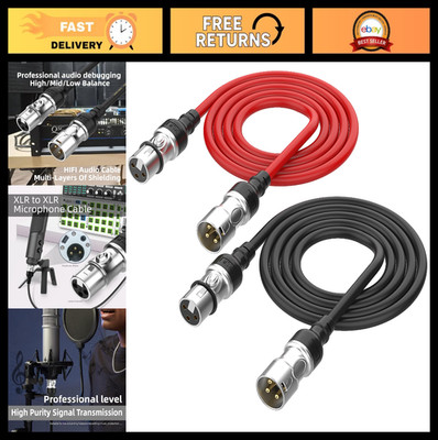 15ft XLR Cable 2-Pack - Durable Shielded Balanced Gold Plated 3-Pin for Mic, Mix