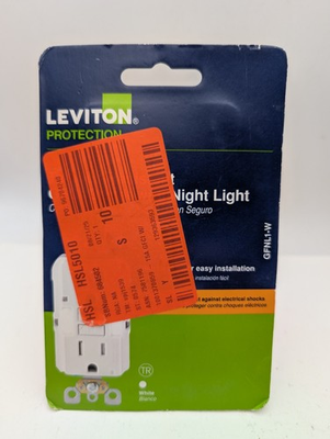 #ad Leviton GFNL1 W TR GFCI Outlet With Night Light Sealed $23.95
