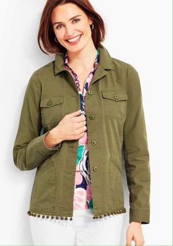 TALBOTS Pom-Pom Twill Utility Jacket 