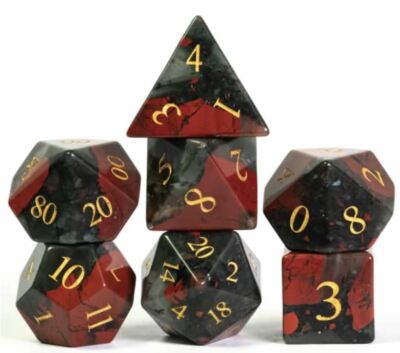 Bloodstone Gemstone Dice Set Poly RPG DnD Dungeons Dragons AD&D Pathfinder 2.17