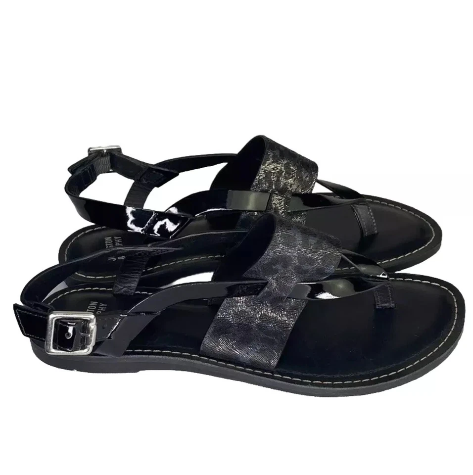 Sandalias Johnston Murphy para mujer de cuero negro con tiras talla 7,5 Foto 2 de 4