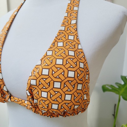 Tommy Bahama TOP ONLY Lattice Geo String Swimsuit Bikini Papaya XS Summer Beach - Picture 2 of 5