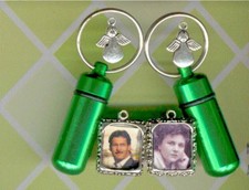 GH ,Memorial Urn,Small Urn,Cremation Urn,Key Chain Urn,Green Urn