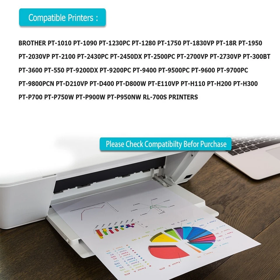 5 Label Tape Black on Yellow Compatible With Brother TZ631 PTD800W E110VP H110 - Image 2 of 4