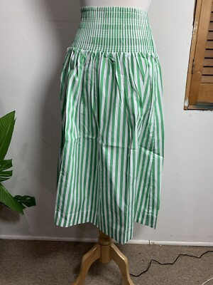 AYR WOMENS GREEN WHITE STRIPED SKIRT, Size XS