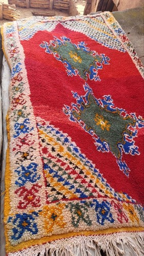 Antique Original Moroccan Berber carpet handwoven rug for home decor & collector - Picture 3 of 7
