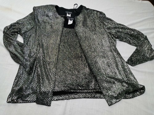 XSCAPE BY JOANNA CHEN DAMEN SCHWARZ UND SILBER BLAU FARBE BLAZER MIT SHELL GRÖSSE L. - Bild 8 von 9
