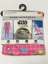 CuddlDuds Girls Small 6/7 Thermal Top  Pant Set - Pink Mandalorian Grid