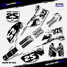 Black & White Slick Graphic Kit fits Yamaha YZ250F YZ450F 03-05 YZF 250 450