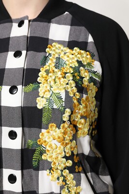 DOLCE & GABBANA Jacket Black White Check Floral Button Down